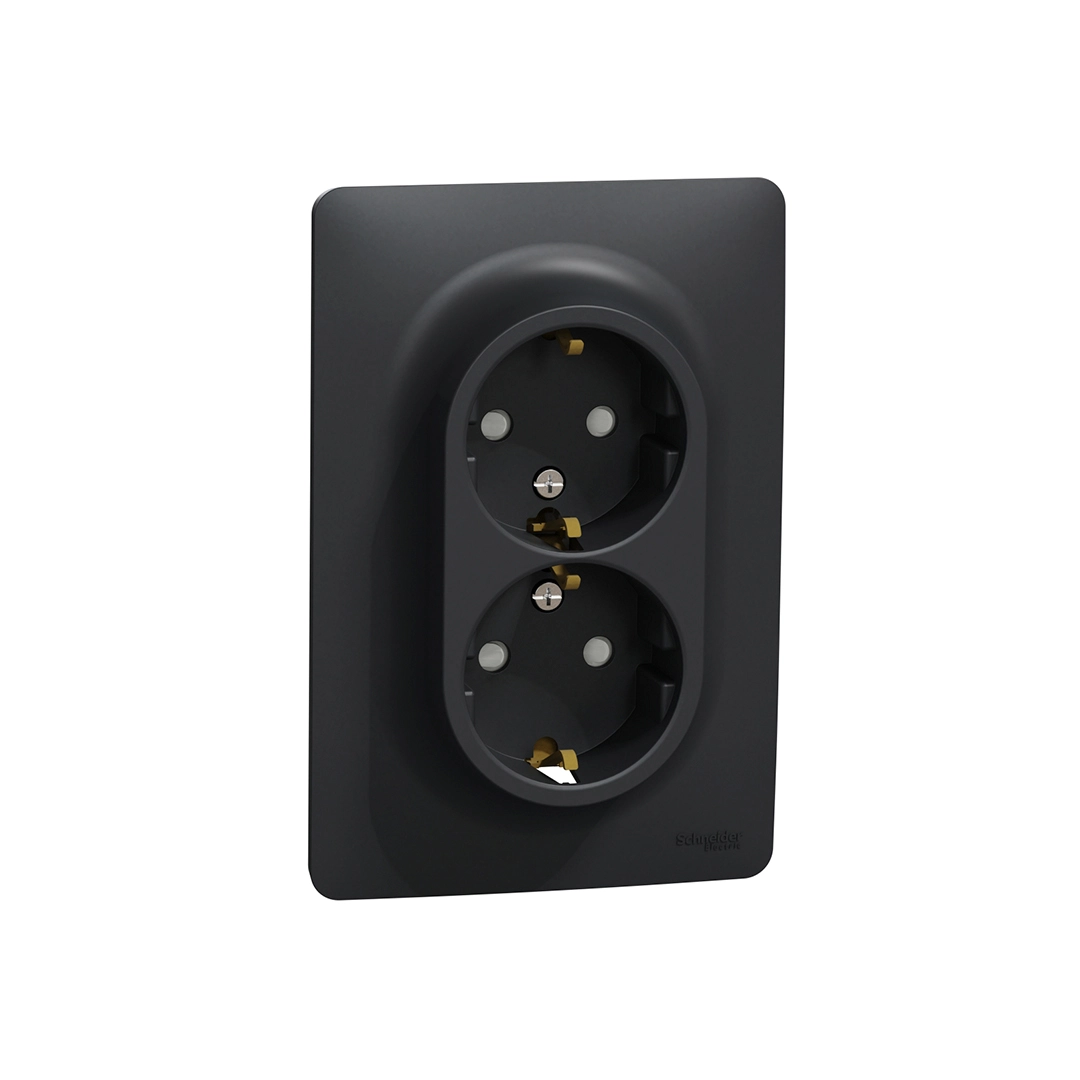Двойная розетка Schneider-Electric unica Studio 16 A 250 В антрацит ...