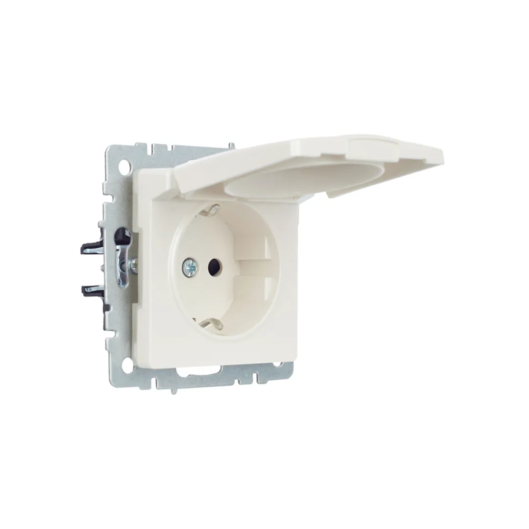 Priză cu obturator și capac brite 16 a 220 - 240 v perlă iek
