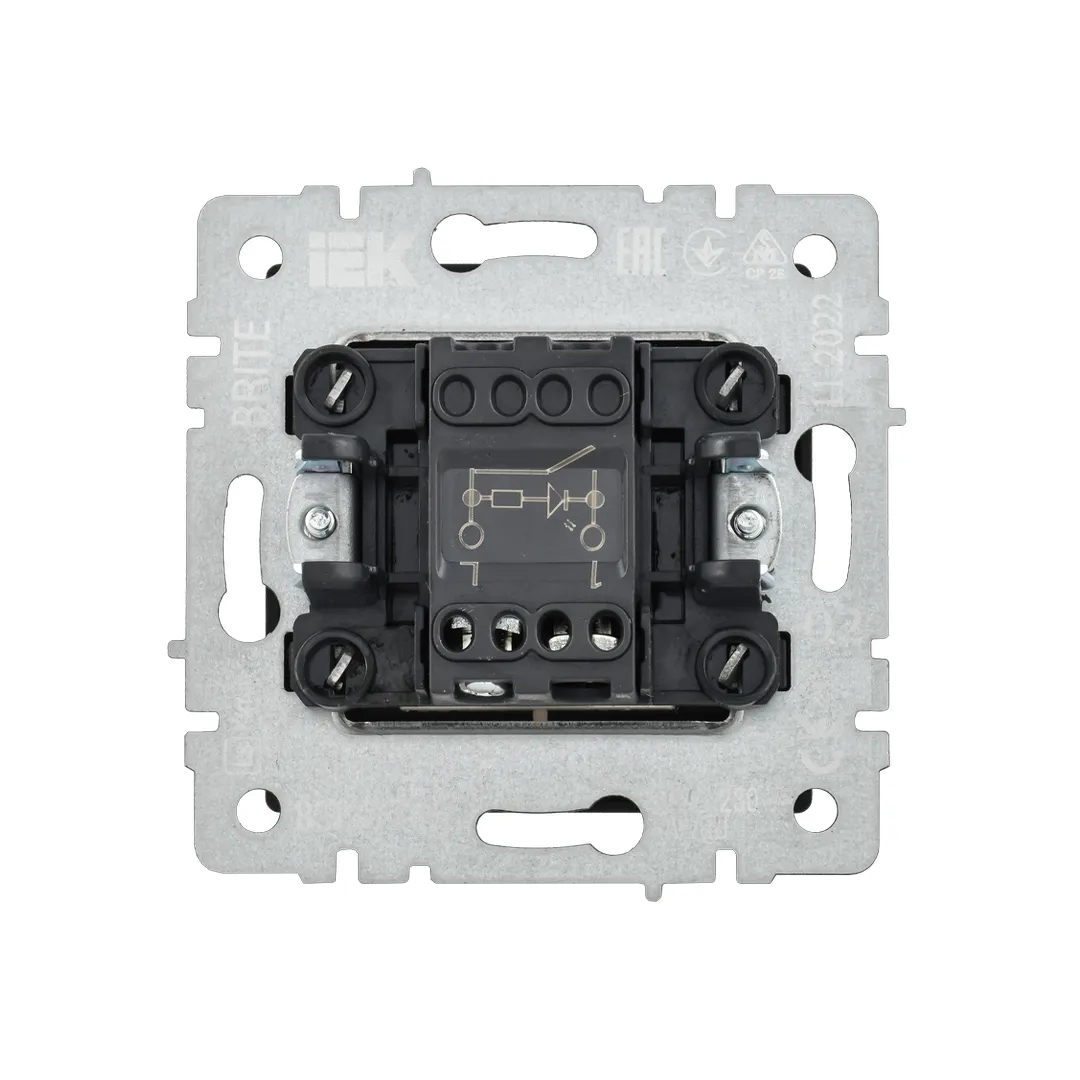 Выключатель с индикатором brite 10 a 220 - 240 в алюминий iek