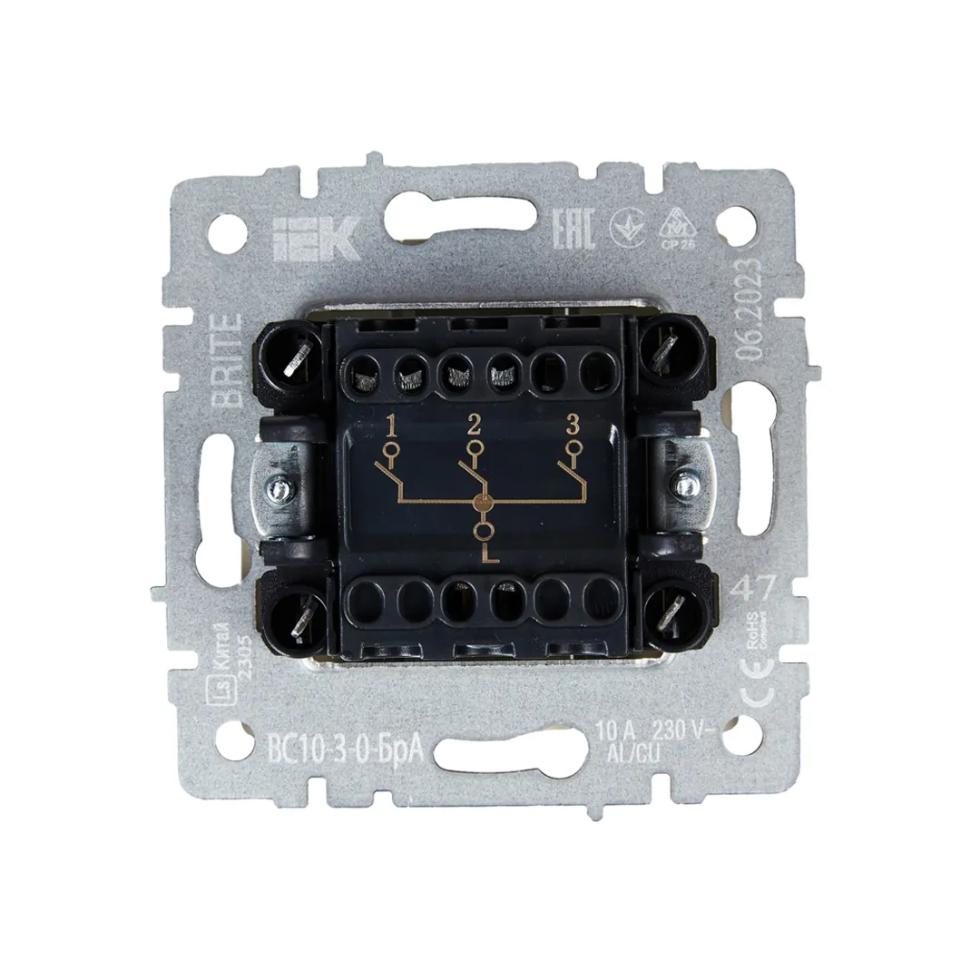 Тройной выключатель brite 10 a 220 - 240 в алюминий iek