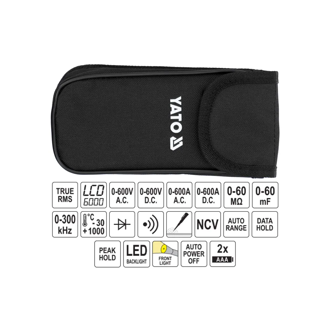 Токоизмерительные клещи 0 - 600 a 600 в ac/dc yato Thumbnail 4
