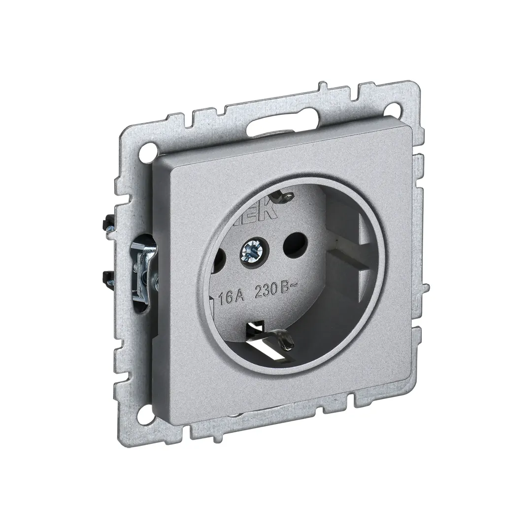 Розетка с заземлением и защитой brite 16 a 220 - 240 в алюминий iek